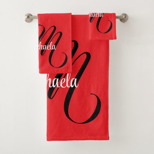 Minimalistische moderne monogram initiaal naam roo bad handdoek (Insitu)