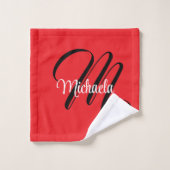 Minimalistische moderne monogram initiaal naam roo bad handdoek (Wasdoekje)