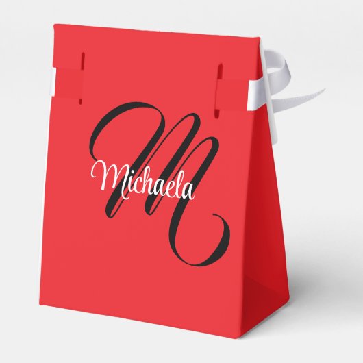 Minimalistische moderne monogram initiaal naam roo bedankdoosjes (Achterkant)