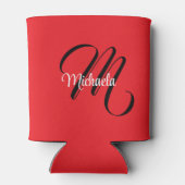 Minimalistische moderne monogram initiaal naam roo blikjeskoeler (Achterkant)