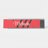 Minimalistische moderne monogram initiaal naam roo bureau naambordje (Voorkant)