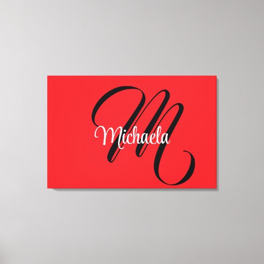 Minimalistische moderne monogram initiaal naam roo canvas afdruk (Voorkant)
