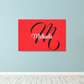 Minimalistische moderne monogram initiaal naam roo canvas afdruk (Insitu (Houten vloer))