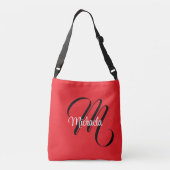 Minimalistische moderne monogram initiaal naam roo crossbody tas (Achterkant)