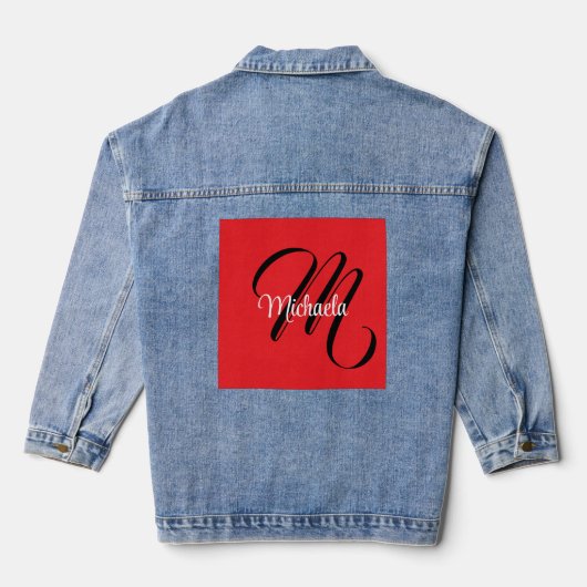 Minimalistische moderne monogram initiaal naam roo denim jacket (Achterkant)