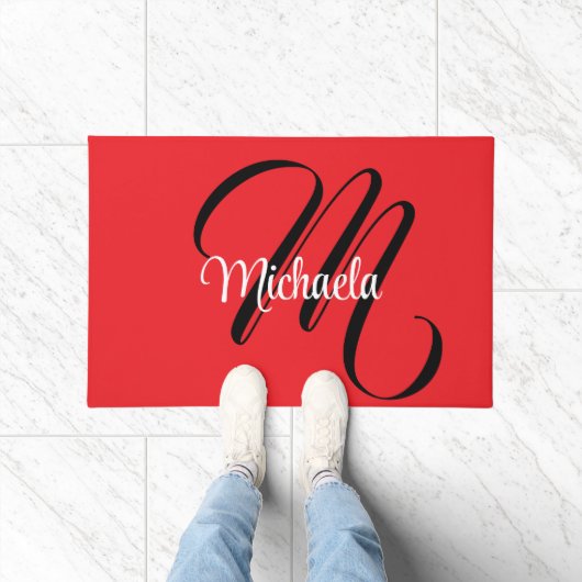 Minimalistische moderne monogram initiaal naam roo deurmat (Binnen)