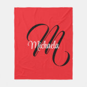 Minimalistische moderne monogram initiaal naam roo fleece deken (Voorkant)