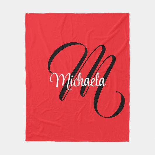 Minimalistische moderne monogram initiaal naam roo fleece deken (Voorkant)