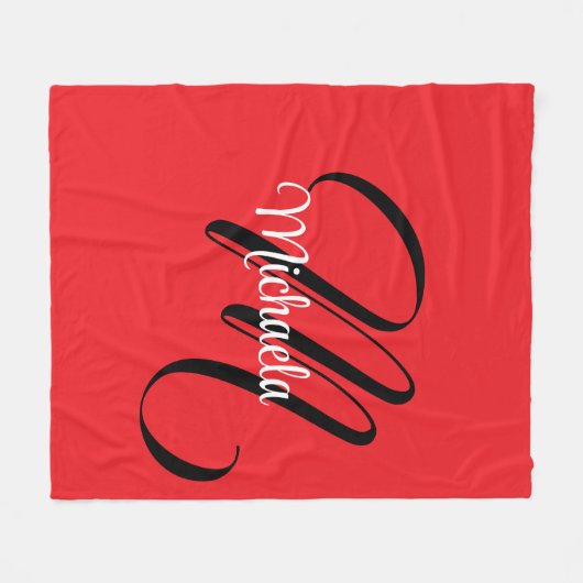 Minimalistische moderne monogram initiaal naam roo fleece deken (Voorkant (Horizontaal))
