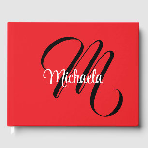 Minimalistische moderne monogram initiaal naam roo gastenboek