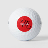 Minimalistische moderne monogram initiaal naam roo golfballen (Voorkant)
