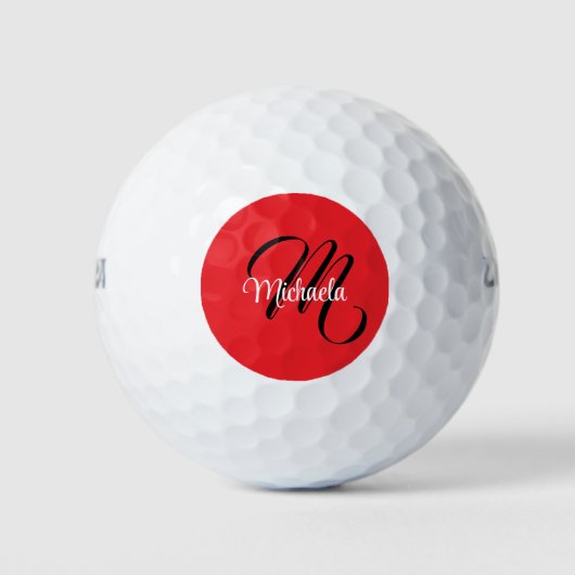 Minimalistische moderne monogram initiaal naam roo golfballen (Voorkant)
