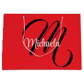 Minimalistische moderne monogram initiaal naam roo groot cadeauzakje (Voorkant)