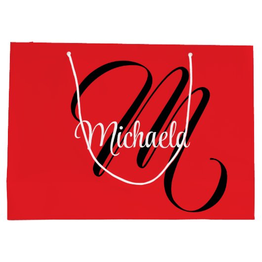 Minimalistische moderne monogram initiaal naam roo groot cadeauzakje (Achterkant)