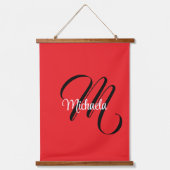 Minimalistische moderne monogram initiaal naam roo hangend wandkleed (Voorkant)