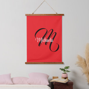 Minimalistische moderne monogram initiaal naam roo hangend wandkleed
