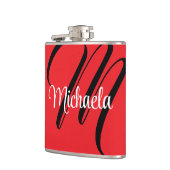 Minimalistische moderne monogram initiaal naam roo heupfles (Links)