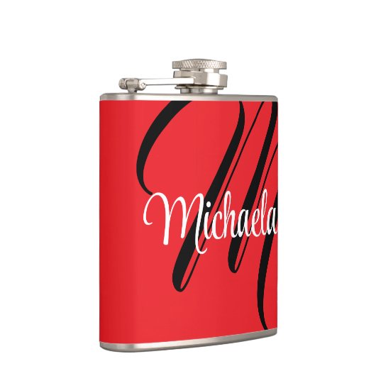 Minimalistische moderne monogram initiaal naam roo heupfles (Rechts)