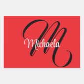 Minimalistische moderne monogram initiaal naam roo inpakpapier vel (Voorkant 2)