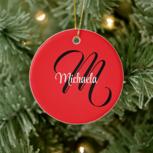 Minimalistische moderne monogram initiaal naam roo keramisch ornament