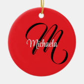 Minimalistische moderne monogram initiaal naam roo keramisch ornament (Voorkant)