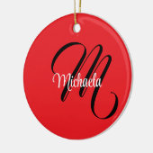 Minimalistische moderne monogram initiaal naam roo keramisch ornament (Links)
