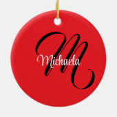 Minimalistische moderne monogram initiaal naam roo keramisch ornament (Achterkant)