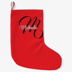 Minimalistische moderne monogram initiaal naam roo kleine kerstsok