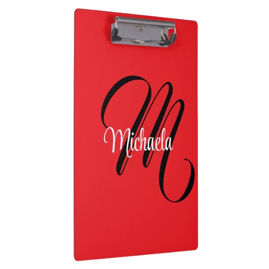 Minimalistische moderne monogram initiaal naam roo klembord (Rechts)