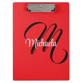 Minimalistische moderne monogram initiaal naam roo klembord (Voorkant)