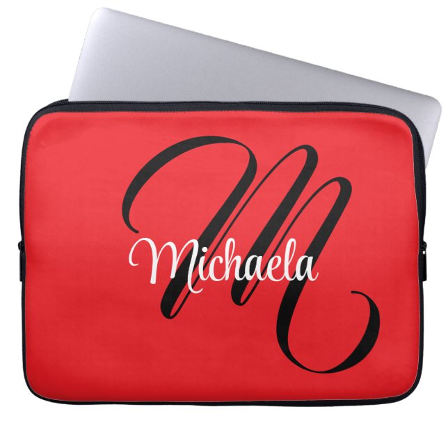 Minimalistische moderne monogram initiaal naam roo laptop sleeve (Voorkant)