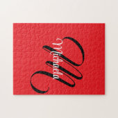 Minimalistische moderne monogram initiaal naam roo legpuzzel (Horizontaal)