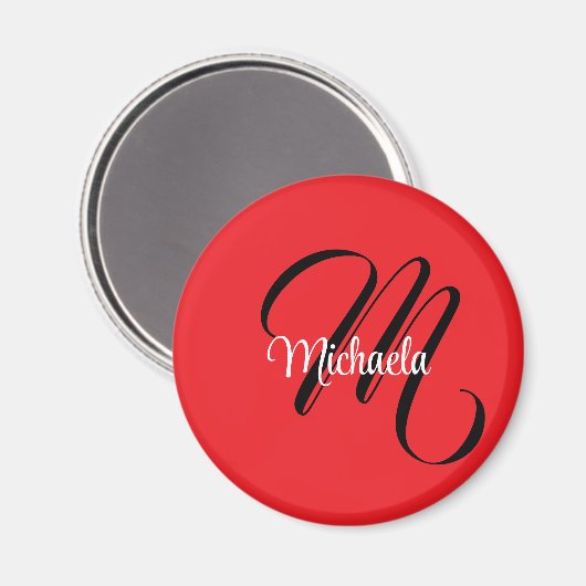Minimalistische moderne monogram initiaal naam roo magneet (Voorkant / Achterkant)