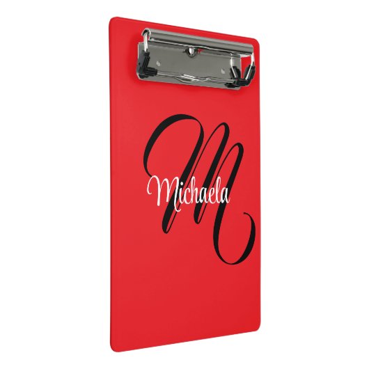 Minimalistische moderne monogram initiaal naam roo mini klembord (Schuin)