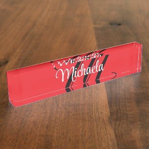 Minimalistische moderne monogram initiaal naam roo naambordje