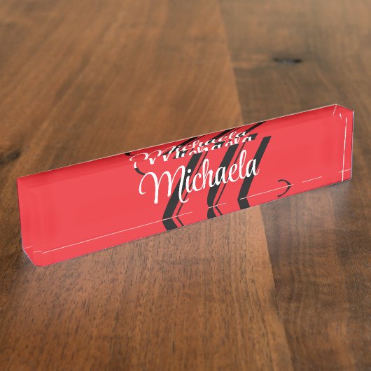 Minimalistische moderne monogram initiaal naam roo naambordje (Zijkant)