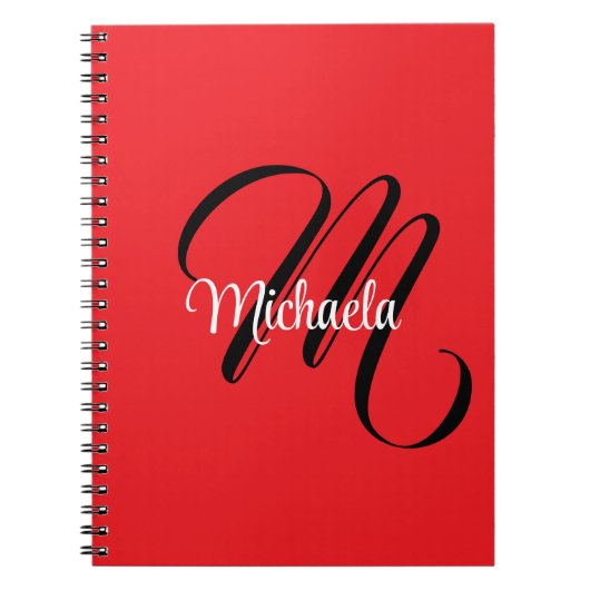 Minimalistische moderne monogram initiaal naam roo notitieboek (Voorkant)