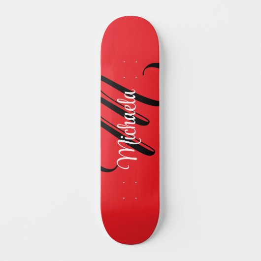 Minimalistische moderne monogram initiaal naam roo persoonlijk skateboard (Voorkant)