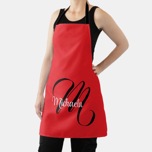 Minimalistische moderne monogram initiaal naam roo schort (Insitu)