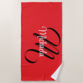 Minimalistische moderne monogram initiaal naam roo strandlaken (Voorkant)