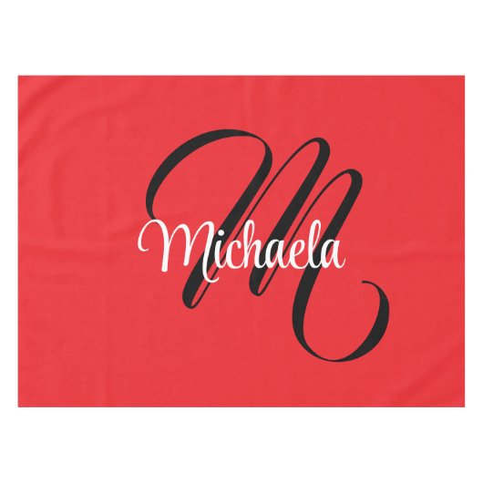 Minimalistische moderne monogram initiaal naam roo tafelkleed (Voorkant (Horizontaal))