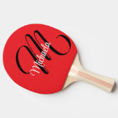 Minimalistische moderne monogram initiaal naam roo tafeltennisbatje (Zijkant)