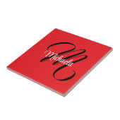 Minimalistische moderne monogram initiaal naam roo tegeltje (Zijkant)