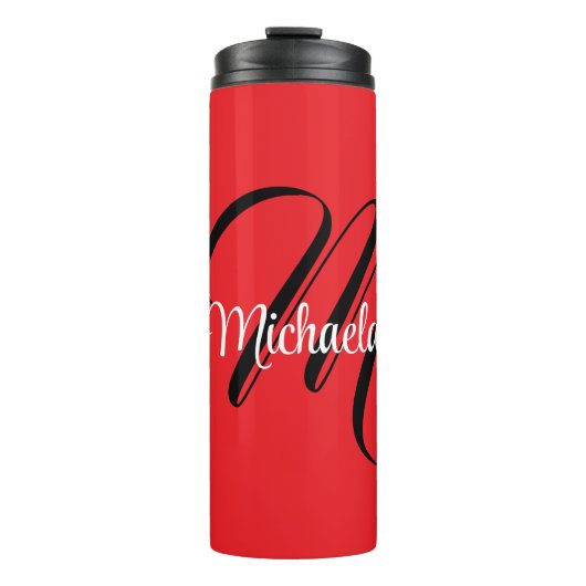Minimalistische moderne monogram initiaal naam roo thermosbeker (Voorkant)