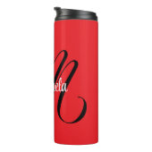 Minimalistische moderne monogram initiaal naam roo thermosbeker (Geroteerd rechts)