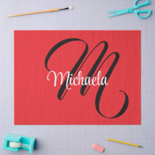 Minimalistische moderne monogram initiaal naam roo tissuepapier