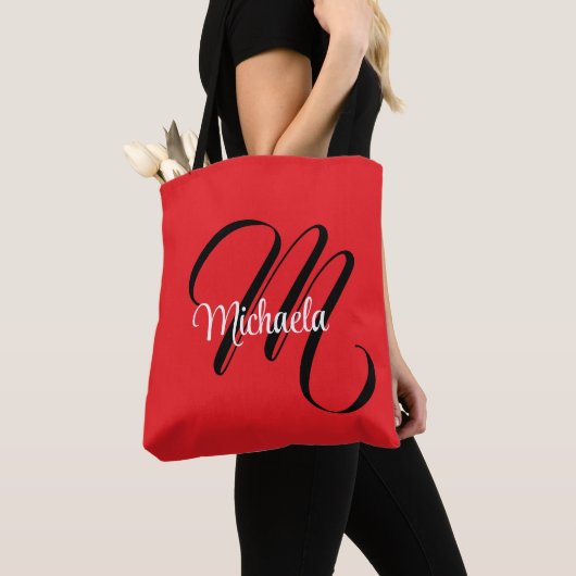 Minimalistische moderne monogram initiaal naam roo tote bag (Dichtbij)