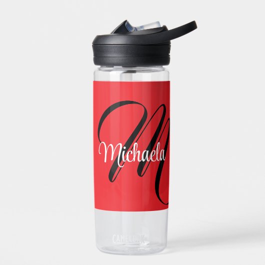 Minimalistische moderne monogram initiaal naam roo waterfles (Links)