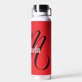 Minimalistische moderne monogram initiaal naam roo waterfles (Achterkant)