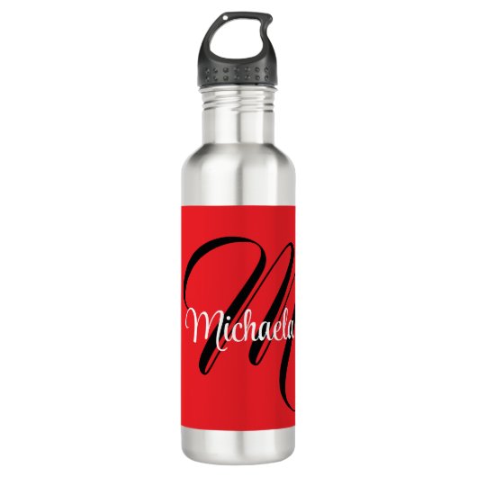 Minimalistische moderne monogram initiaal naam roo waterfles (Voorkant)